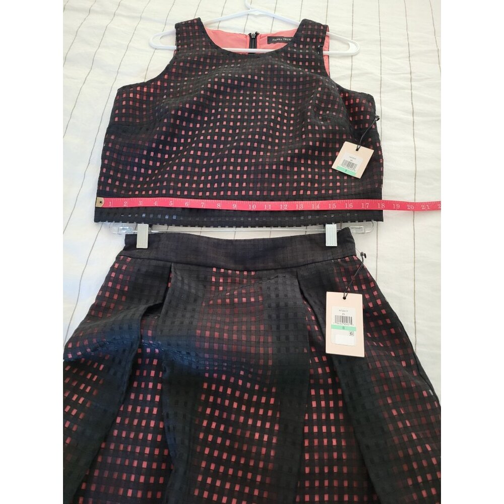 Ivanka Trump Women's Black & Pink Under Lining Sleeveless Top & Skirt Set Size 8 - Picture 14 of 16